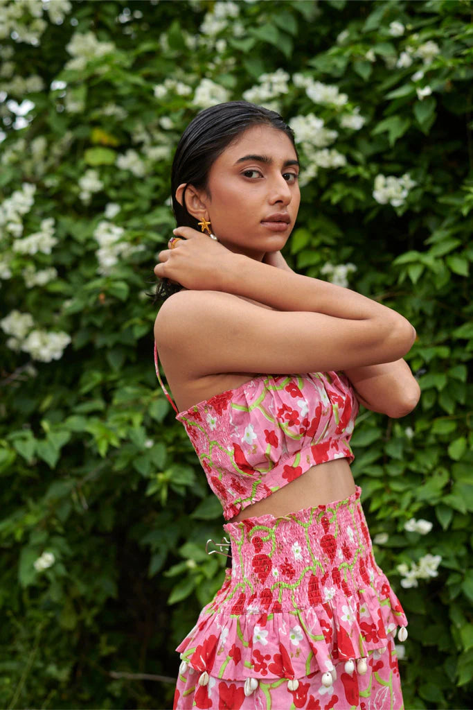 Image of Le Blush Fleur Noodle Strap Crop Top