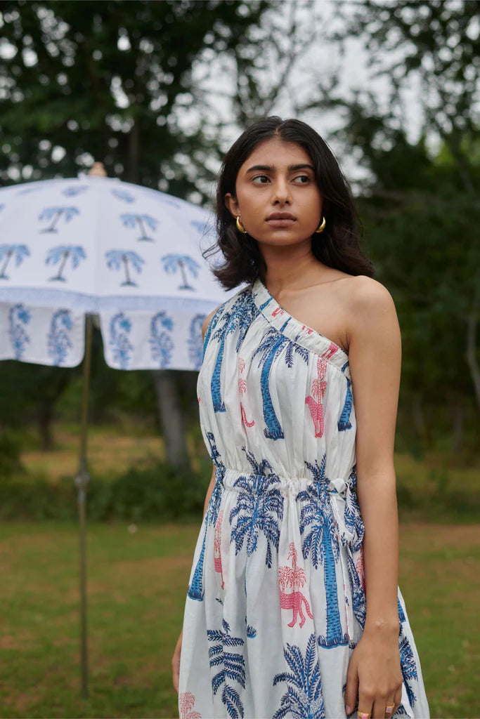 Image of Pink Panther Pleated One Shoulder Dress