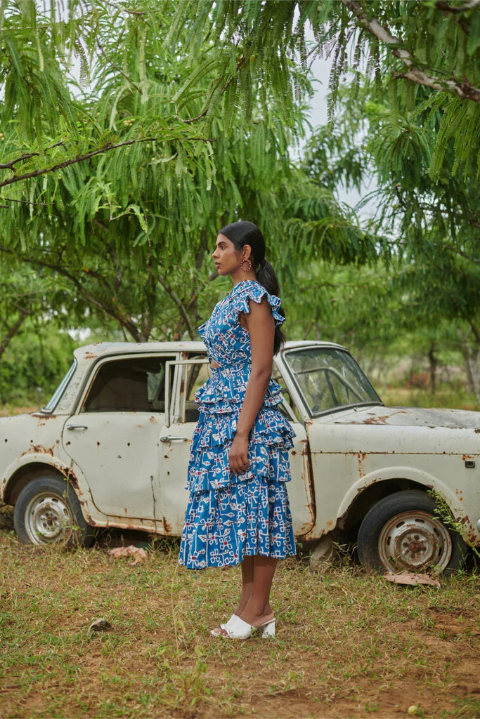 Image of Criss Cross Desert Bluebell Long Dress