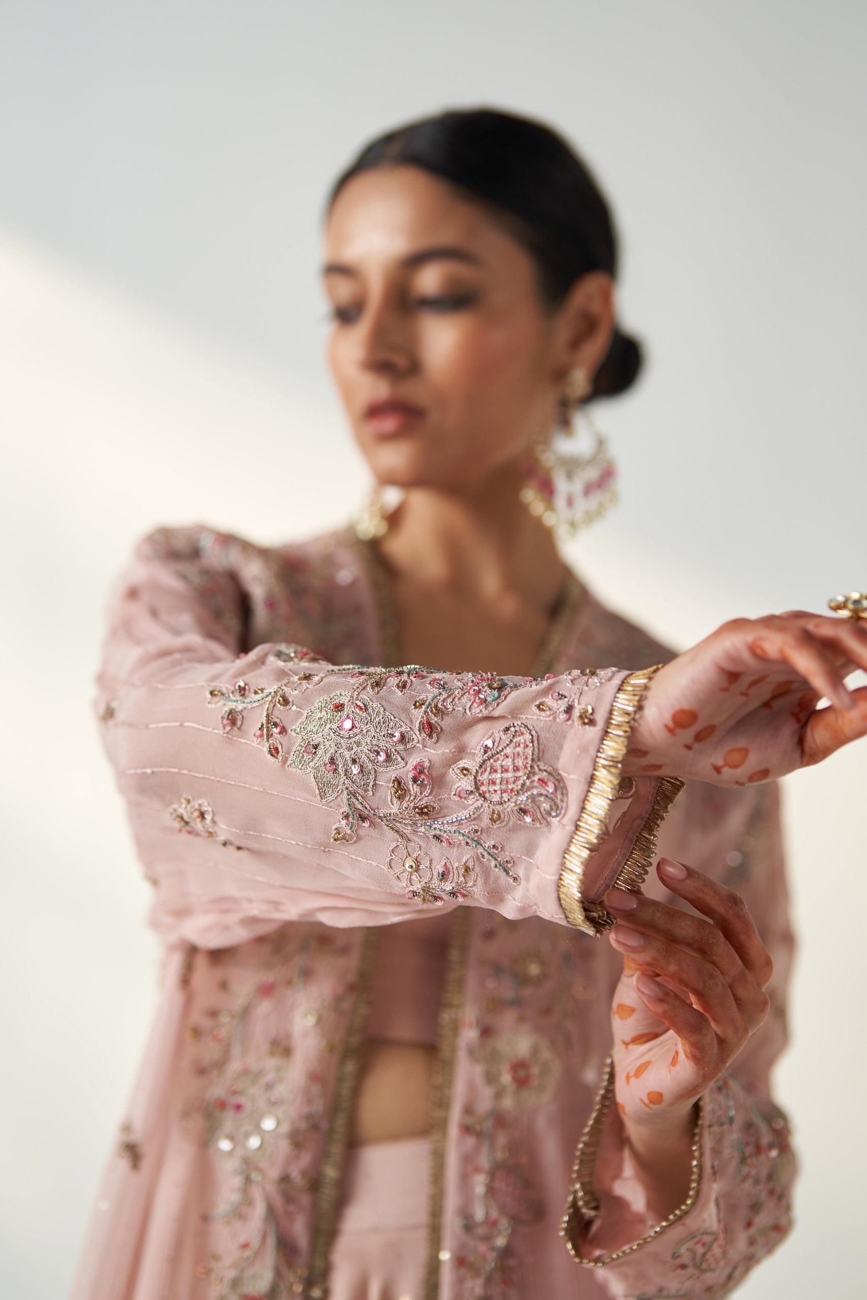 ZOYA BLUSH PINK CAPE LEHENGA SET