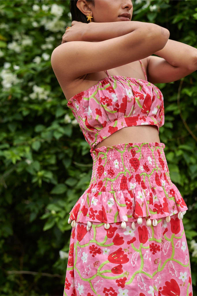 Image of Le Blush Fleur Noodle Strap Crop Top