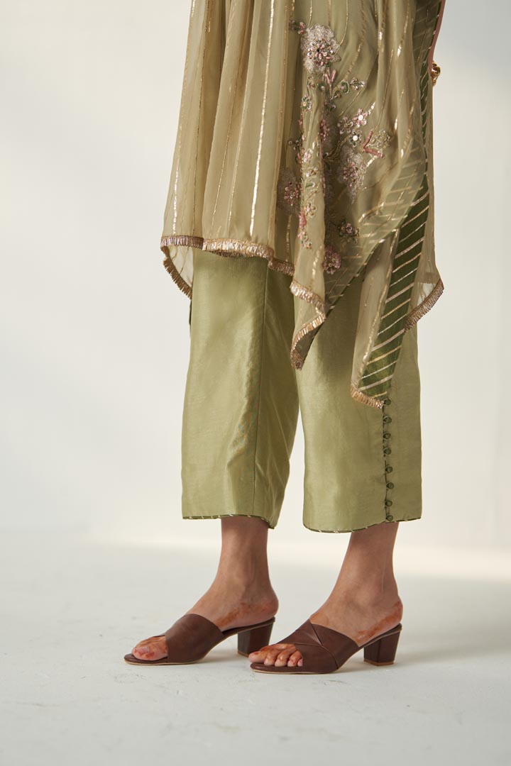 RABHYA GREEN KAFTAN PANT SET