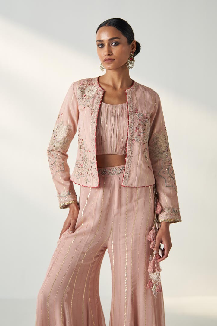 SADHANA BLUSH PINK JACKET SHARARA SET