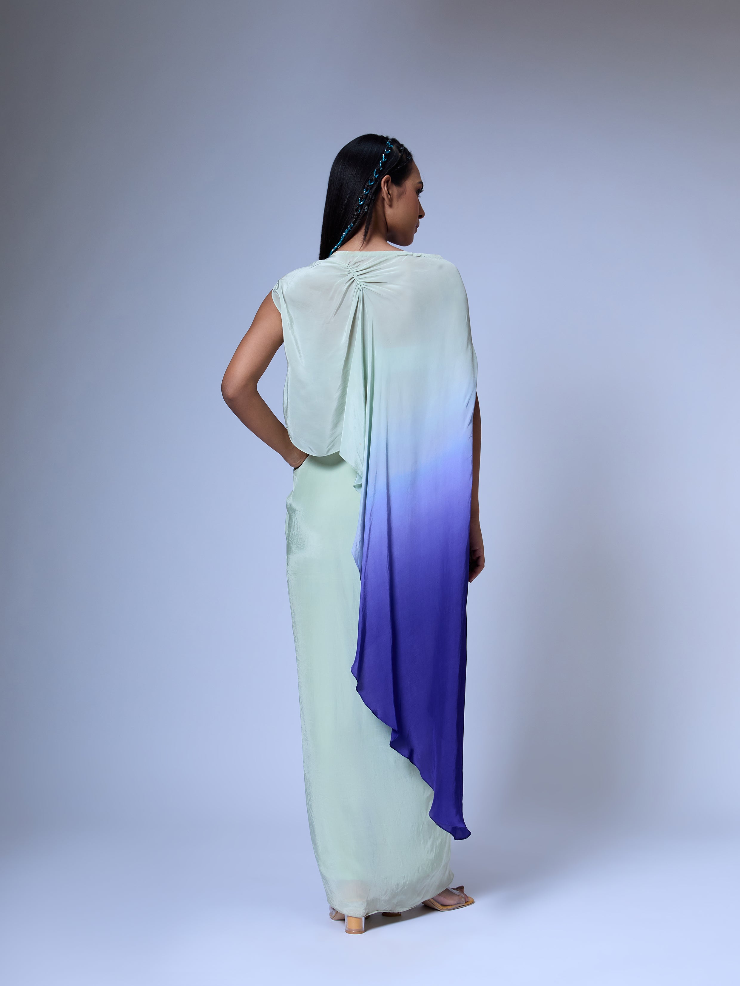 The Floral Burst Draped Top and Ruffled Skirt