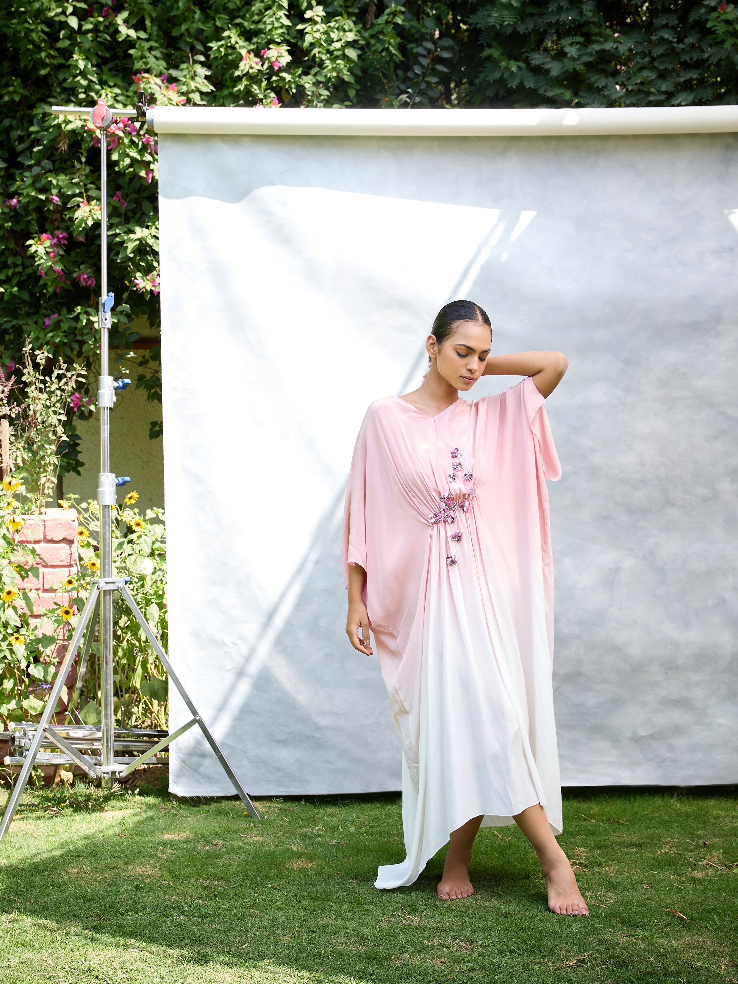 The Micro Floral Kaftan Dress (PINK)