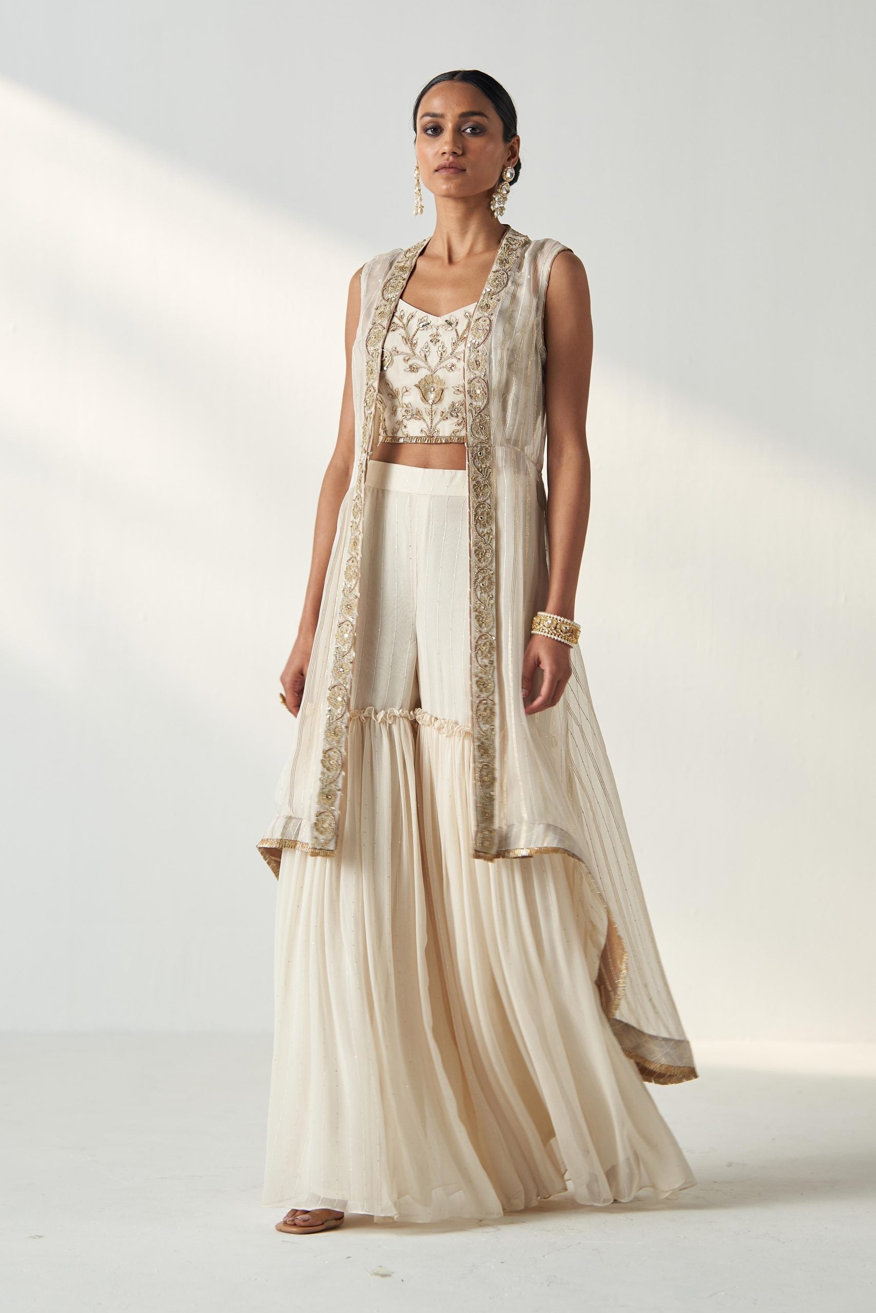 PRISHA IVORY CAPE GHARARA SET