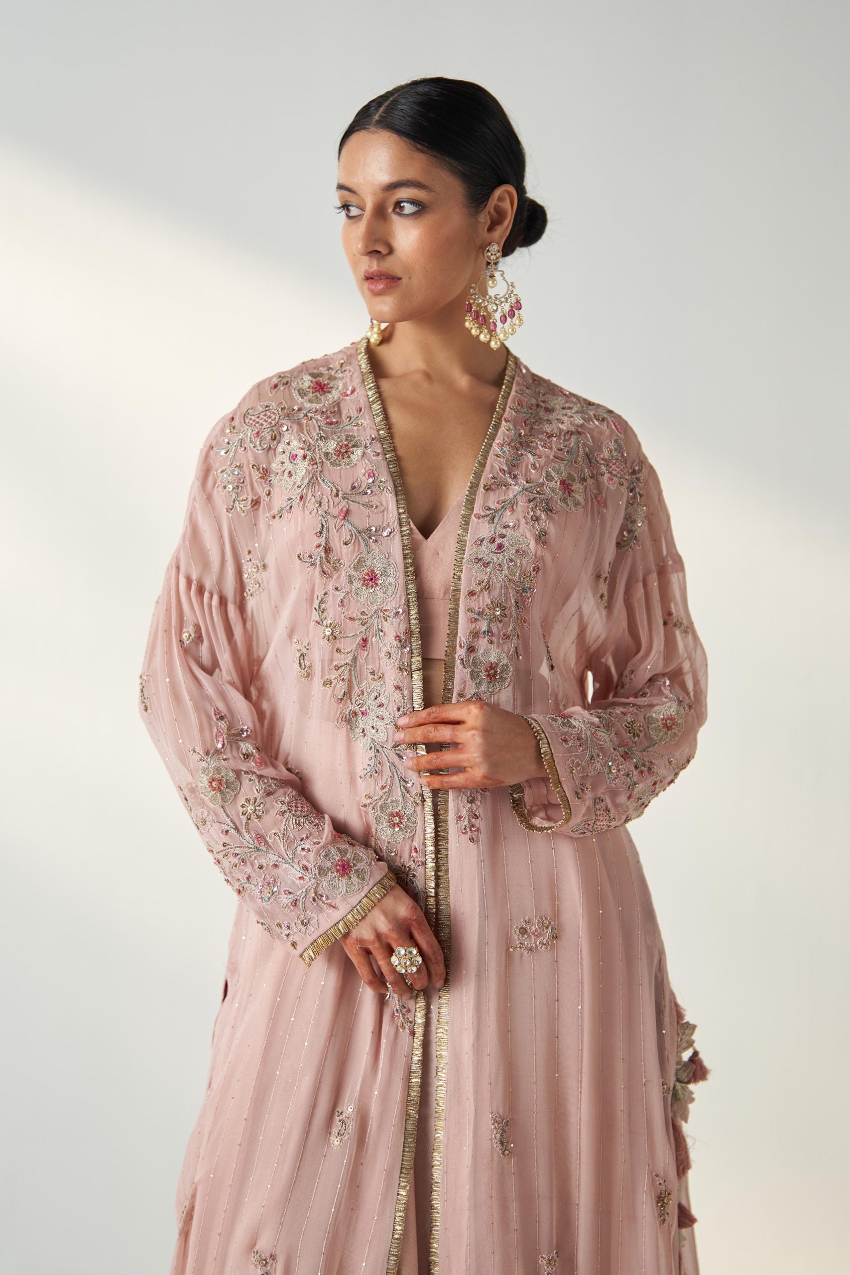 ZOYA BLUSH PINK CAPE LEHENGA SET