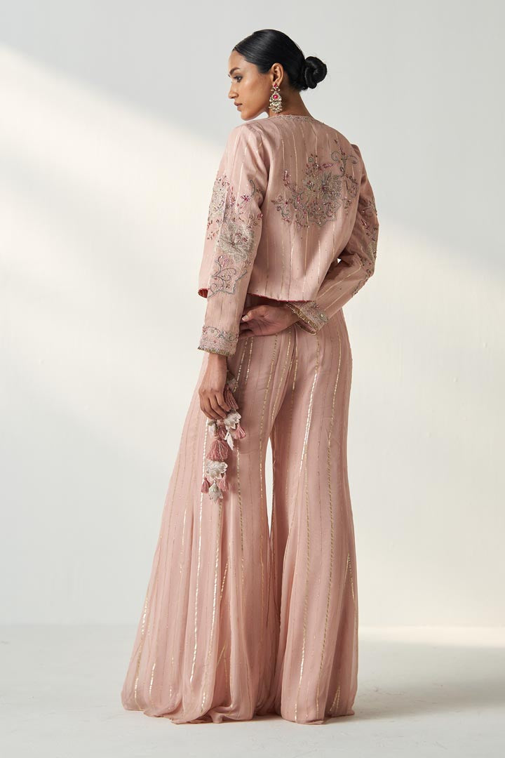 SADHANA BLUSH PINK JACKET SHARARA SET