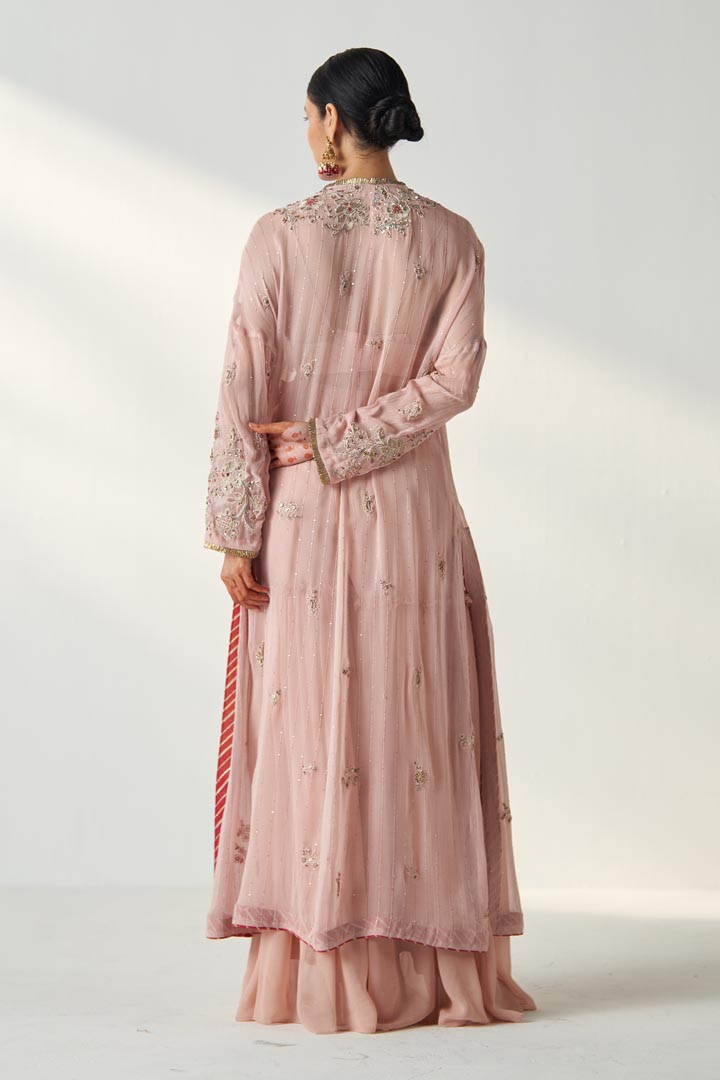 NISHA BLUSH PINK CAPE GHARARA SET