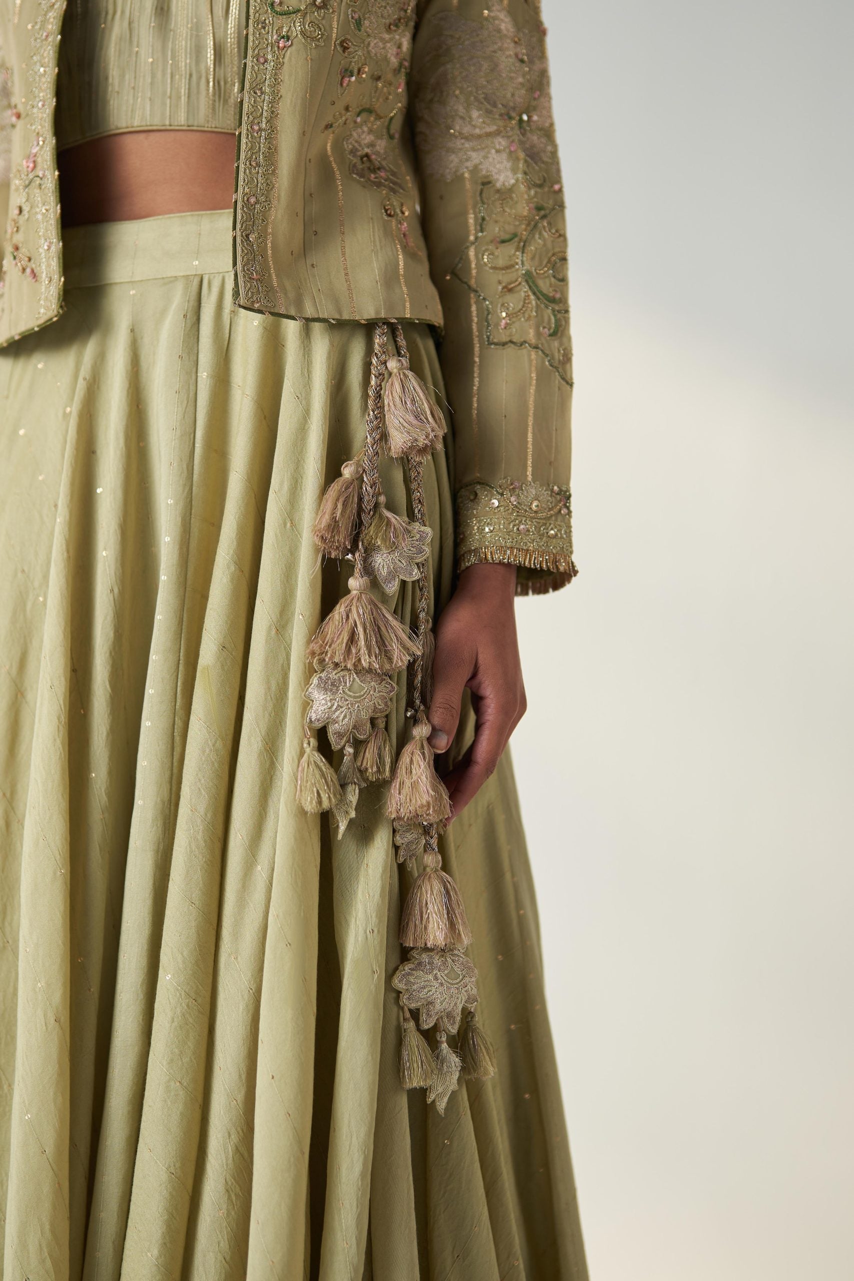RADHA GREEN JACKET LEHENGA SET