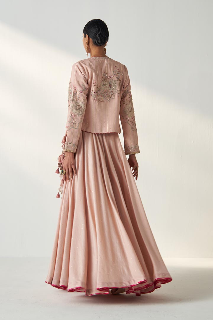 RADHA BLUSH PINK JACKET LEHENGA SET