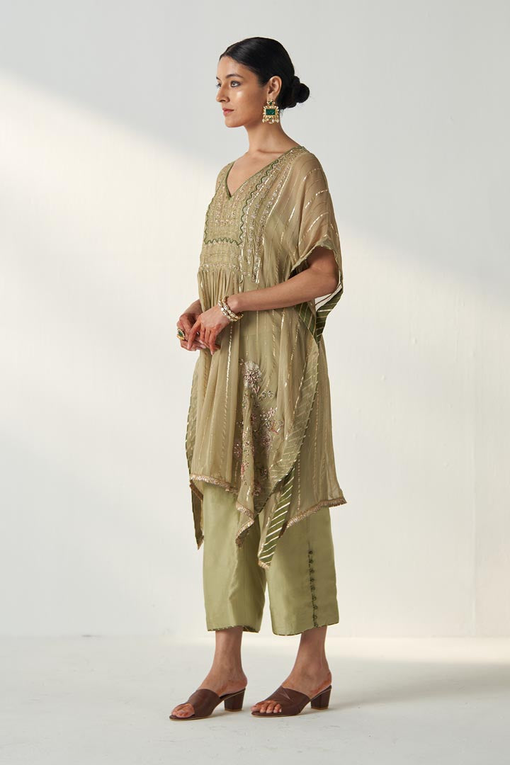 RABHYA GREEN KAFTAN PANT SET