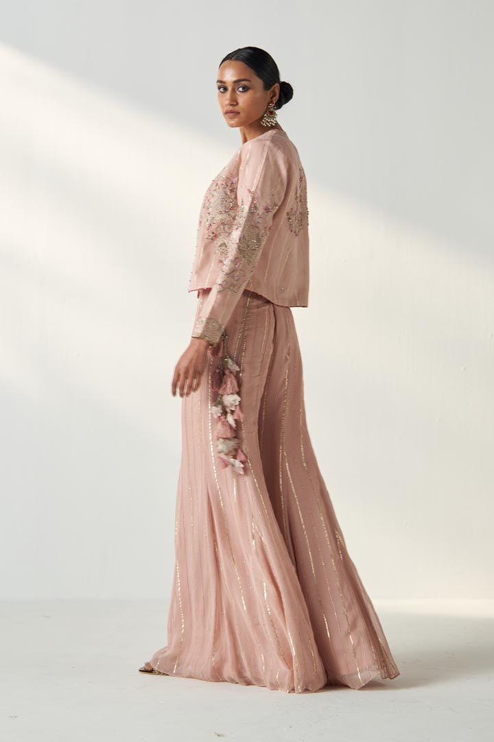 SADHANA BLUSH PINK JACKET SHARARA SET