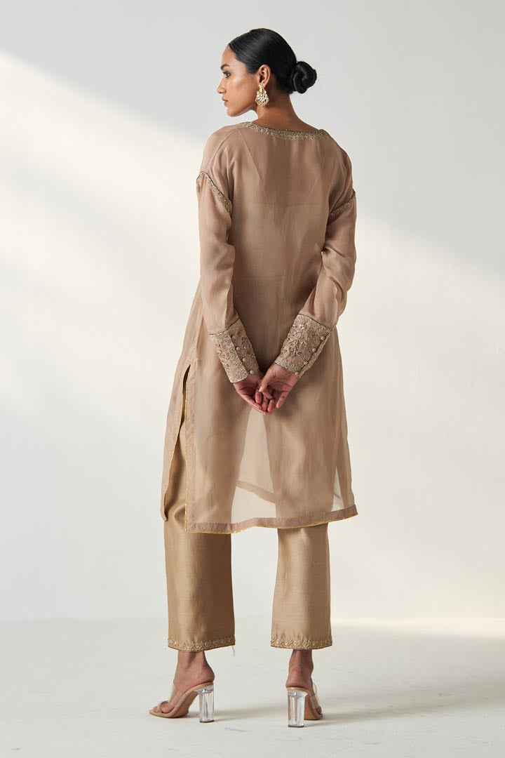 PAKHI FAWN SHEER KURTA PANT SET