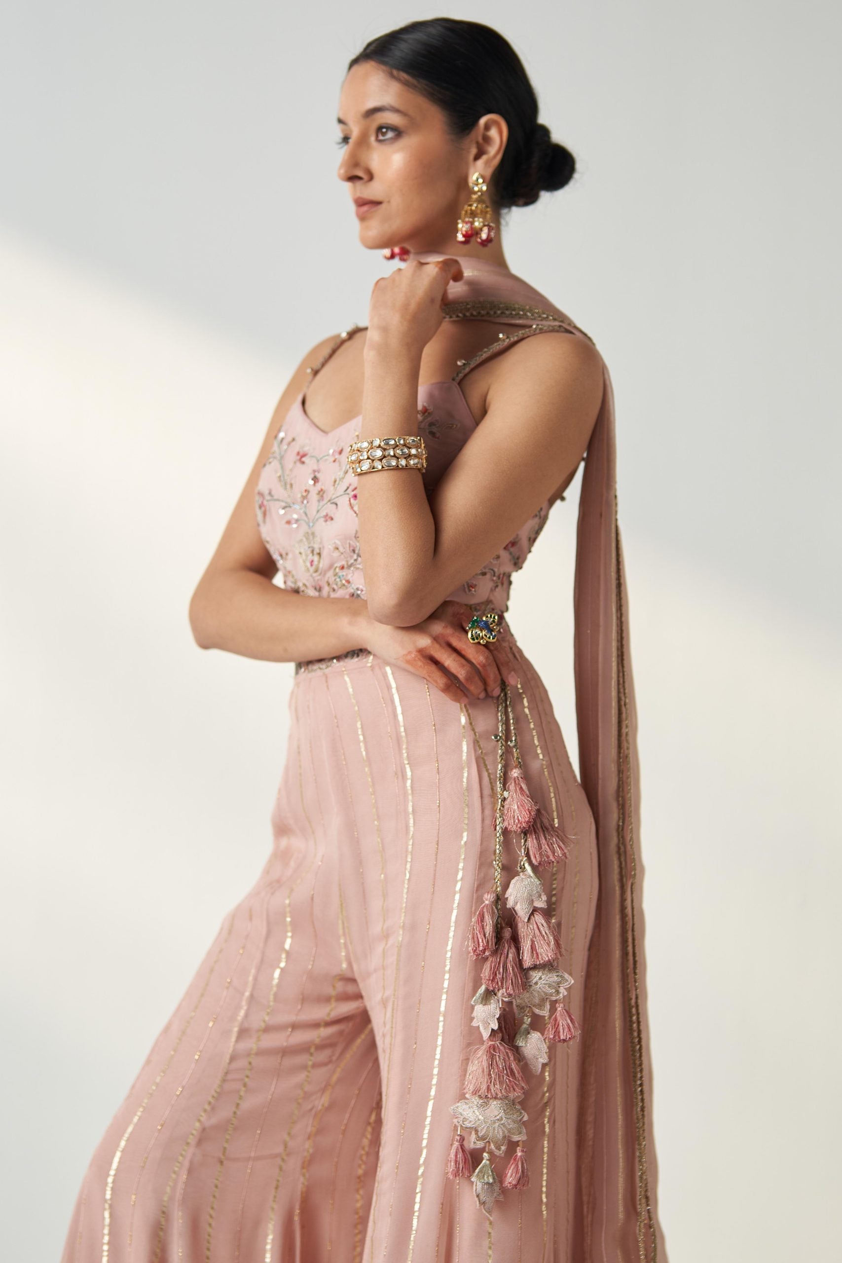 OSHA BLUSH PINK SHARARA SET