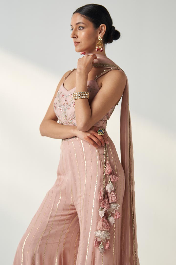 OSHA BLUSH PINK SHARARA SET