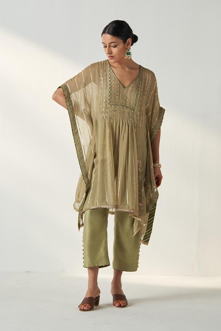 RABHYA GREEN KAFTAN PANT SET