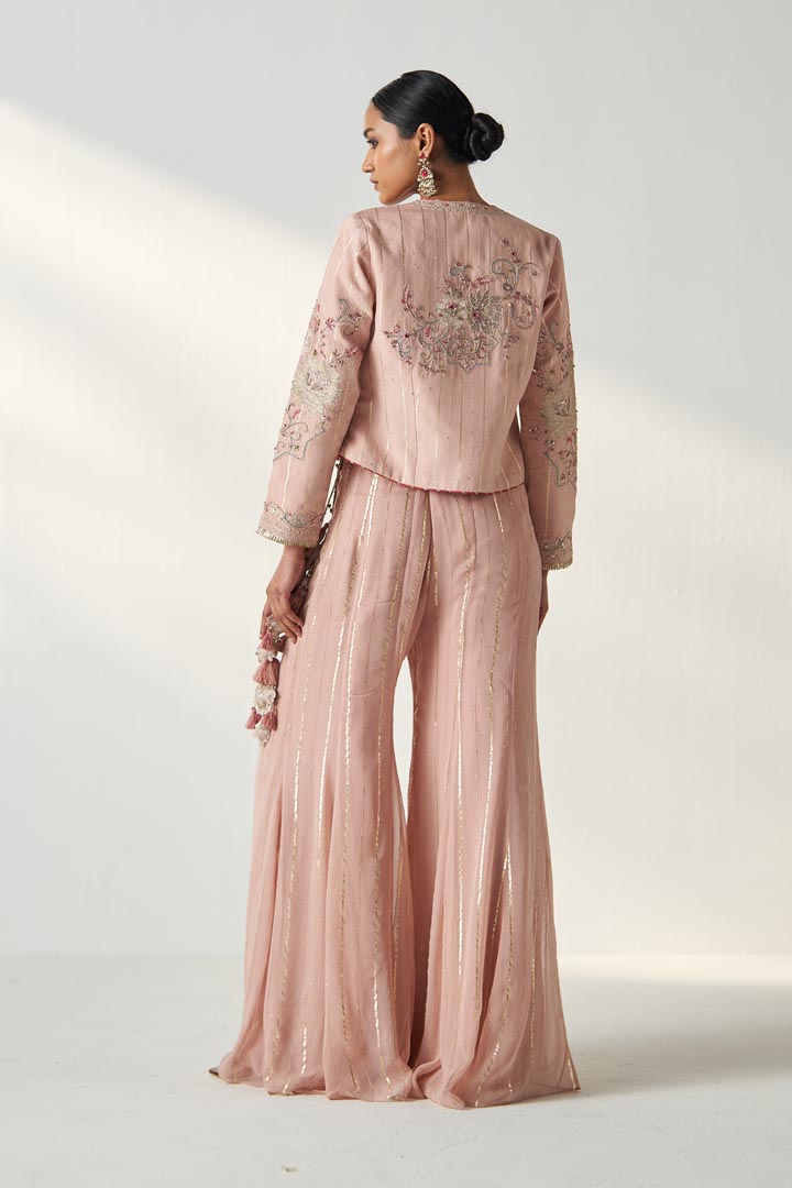 SADHANA BLUSH PINK JACKET SHARARA SET