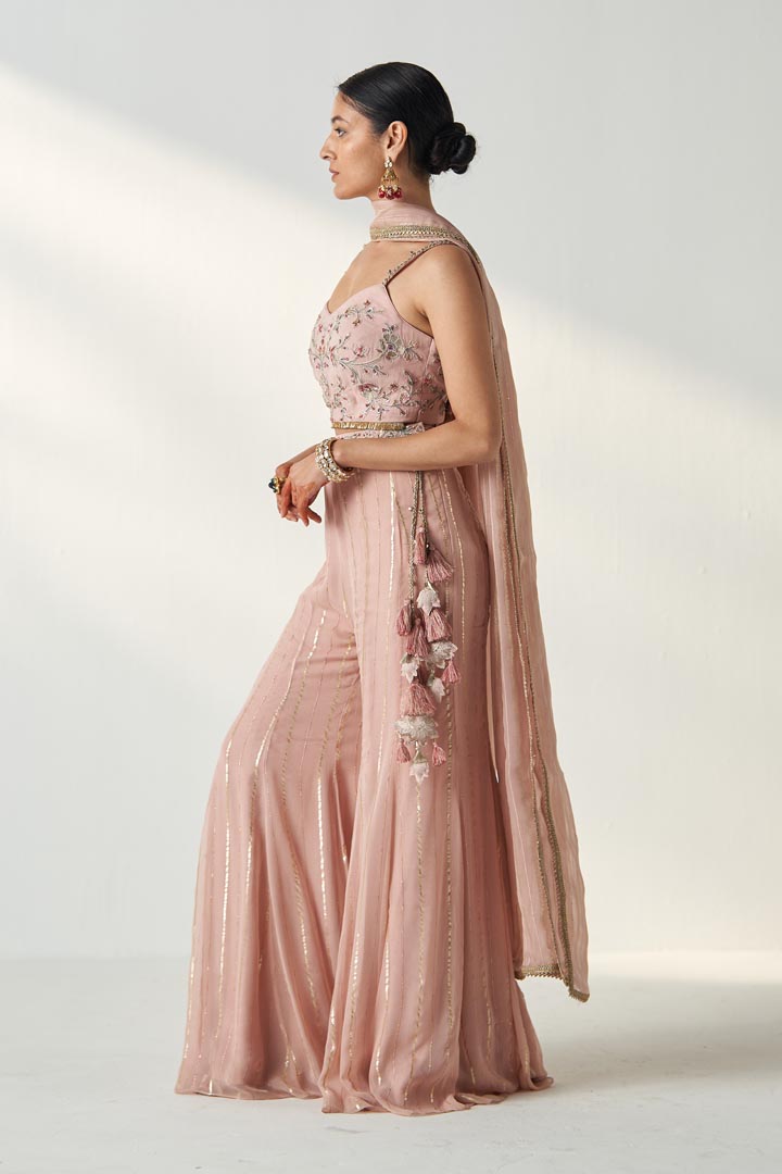 OSHA BLUSH PINK SHARARA SET