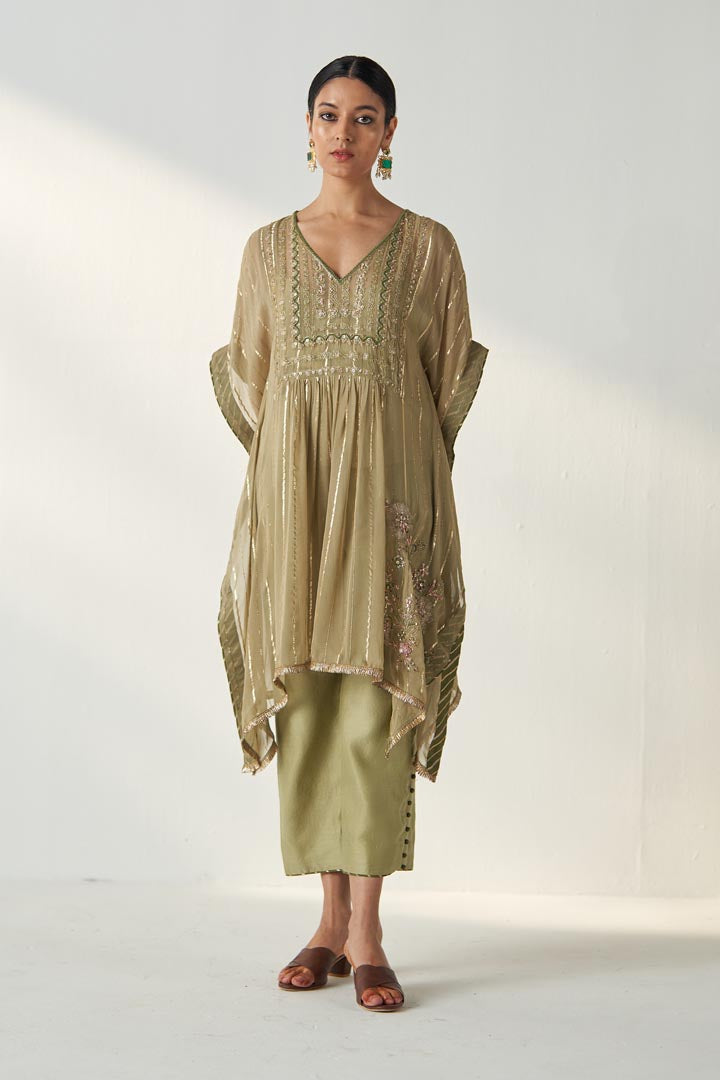 RABHYA GREEN KAFTAN PANT SET