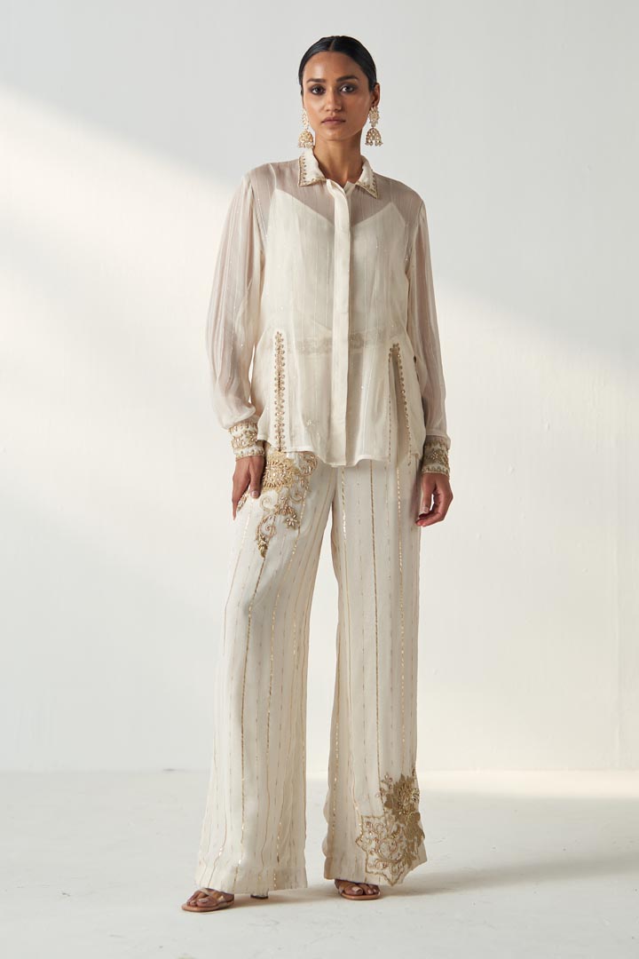 VANI IVORY SHIRT PANT SET