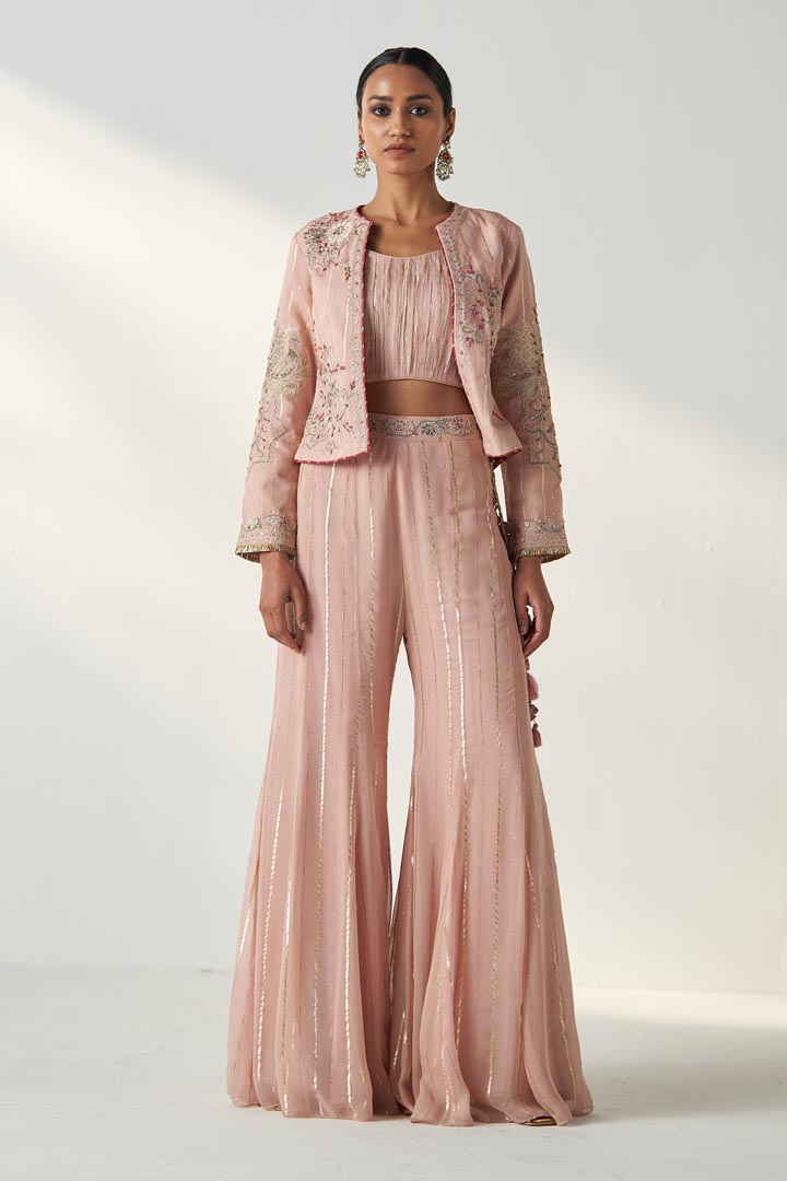 SADHANA BLUSH PINK JACKET SHARARA SET