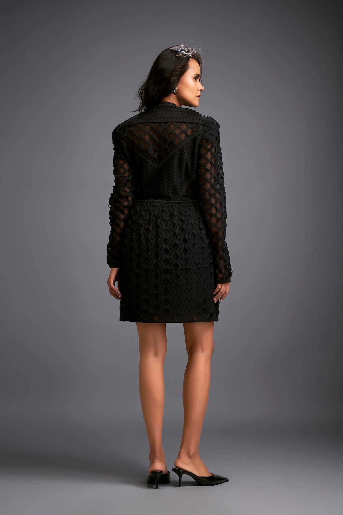 Mesh Dress with Geometric Patterns