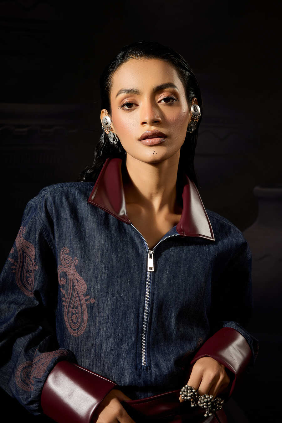 Paisley Denim Top