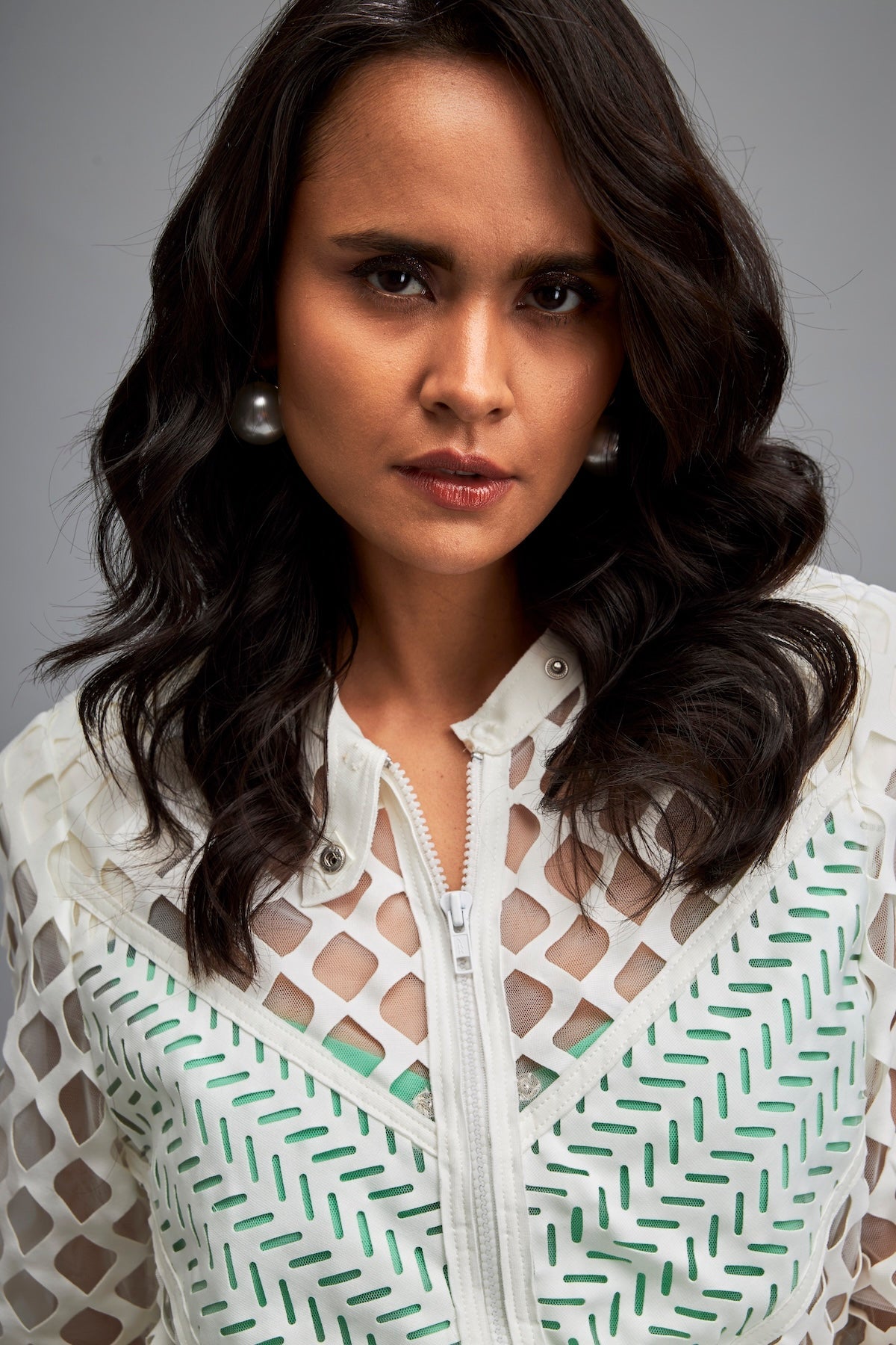 Mesh Dress with Geometric Patterns