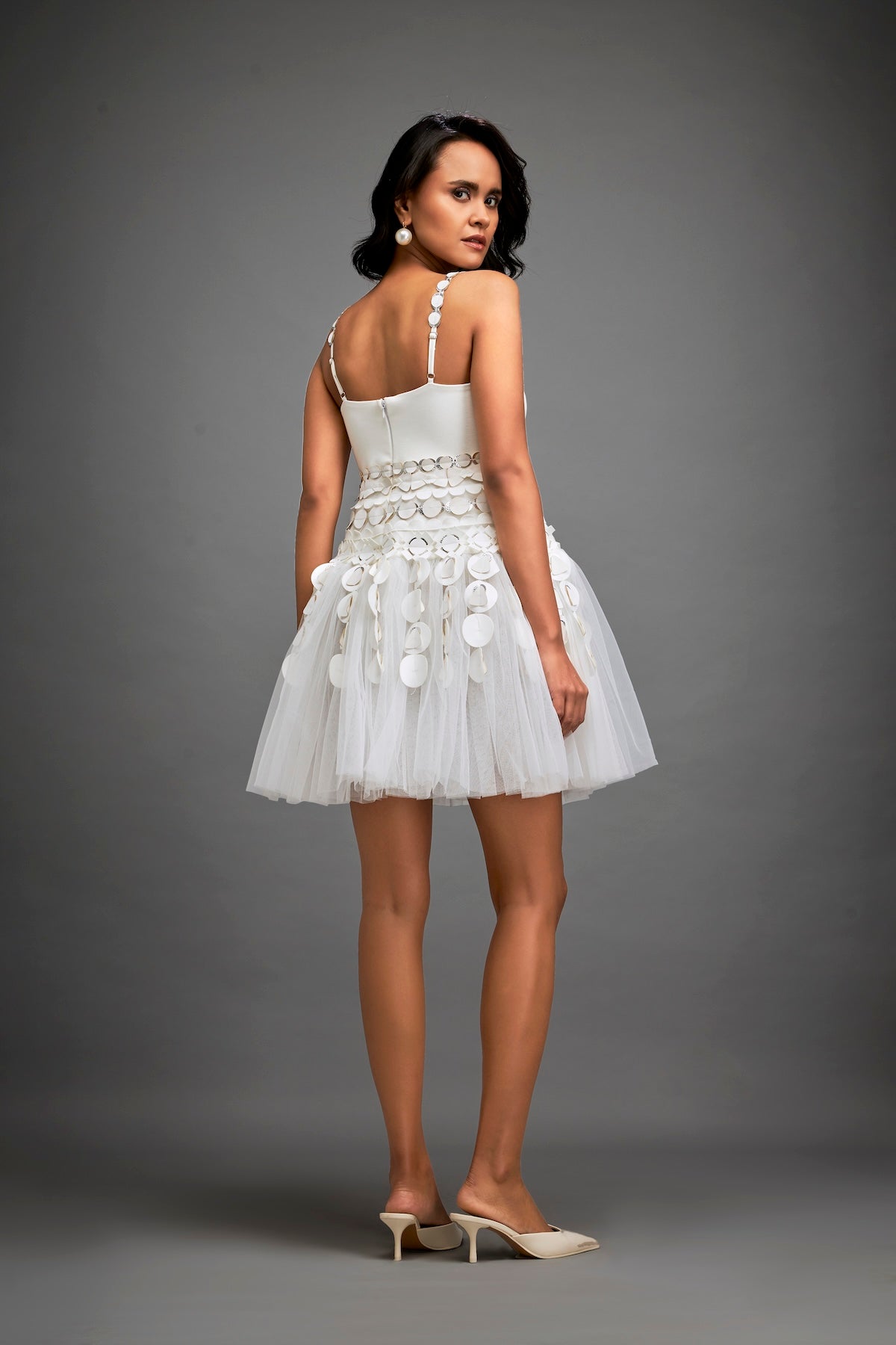 Strappy Dress With Metallic 3-D Embellishments On Skirt