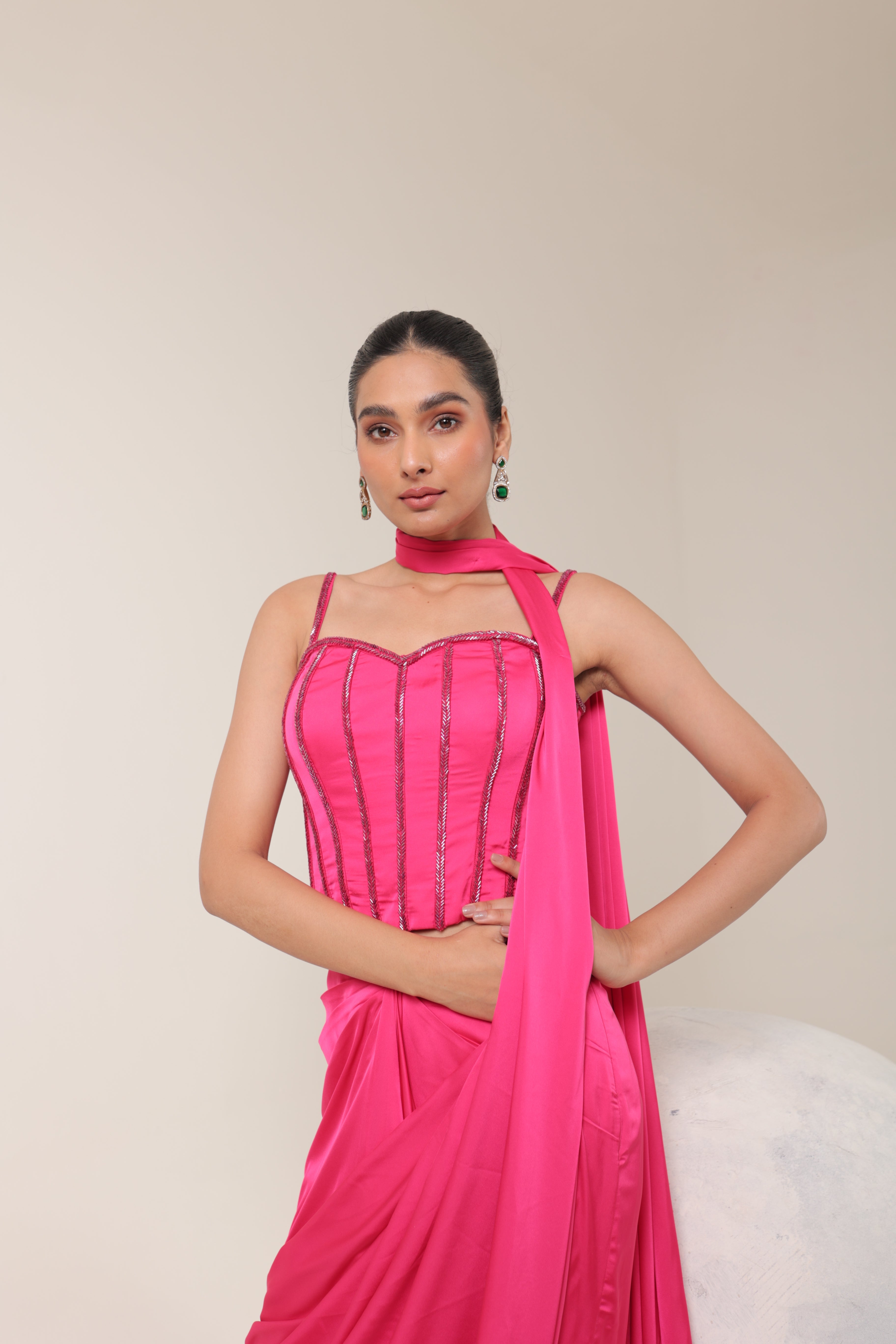 PINK EMBROIDERED SAREE