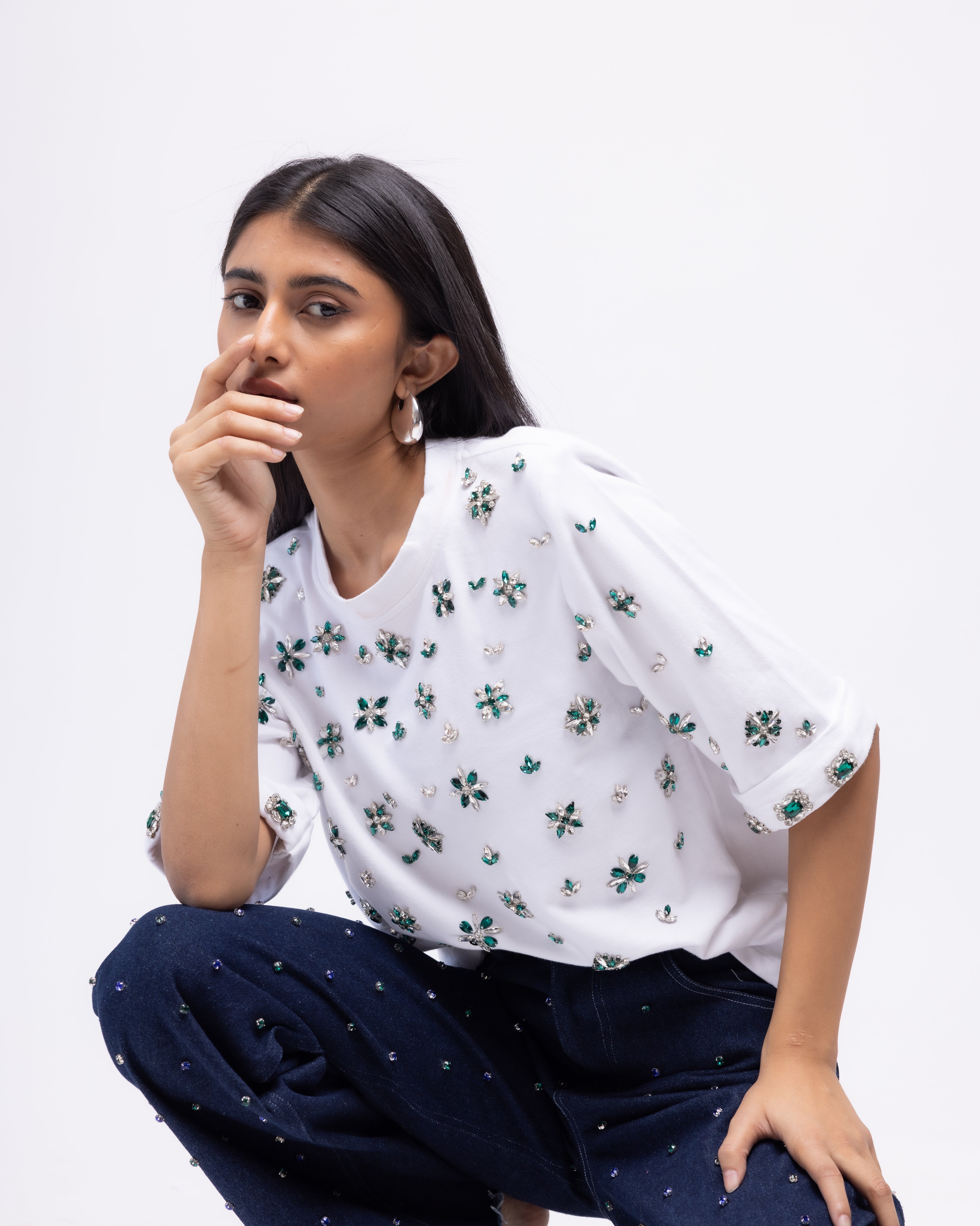 Multi-colour embellished t-shirt