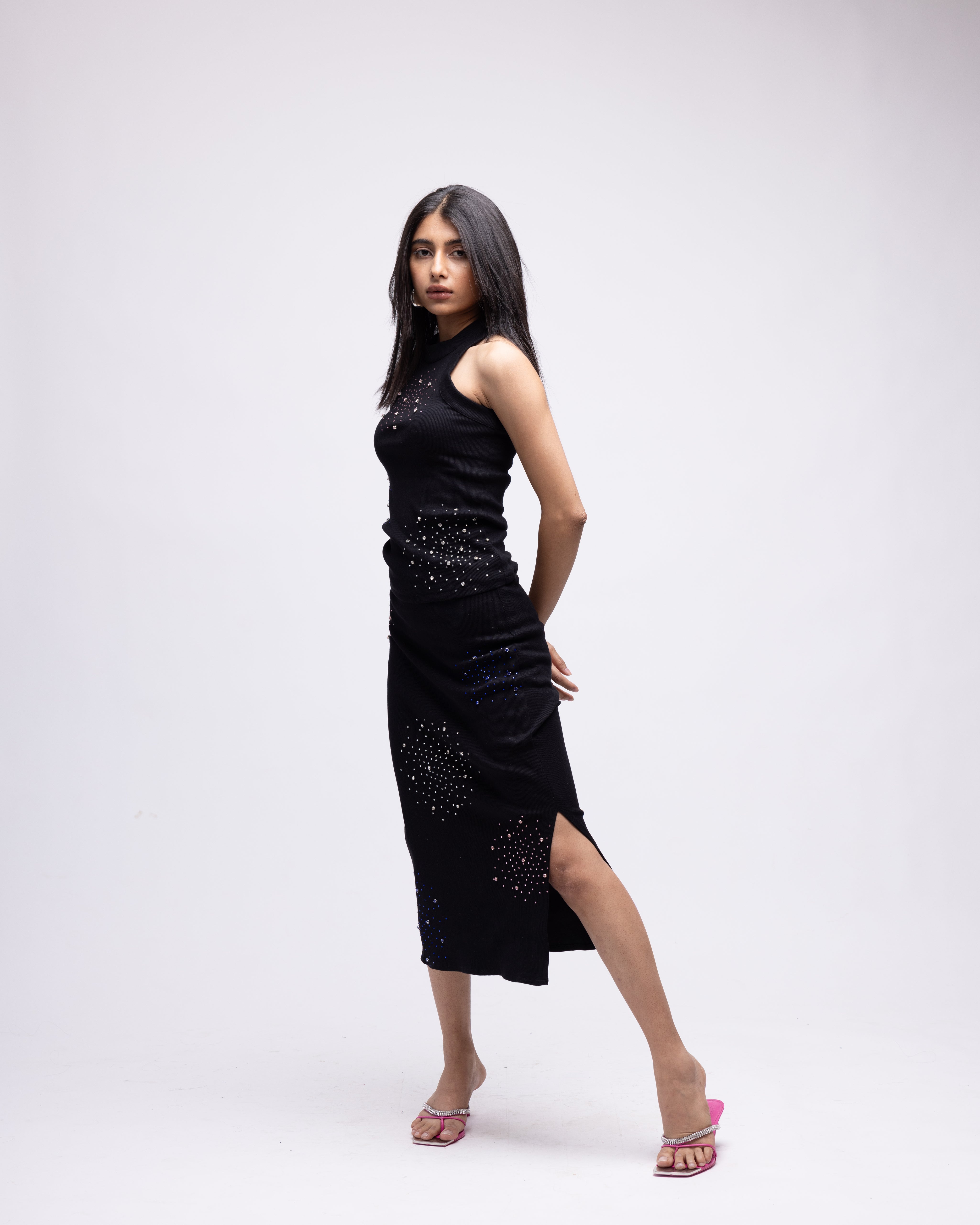 Ribbed embellished tank