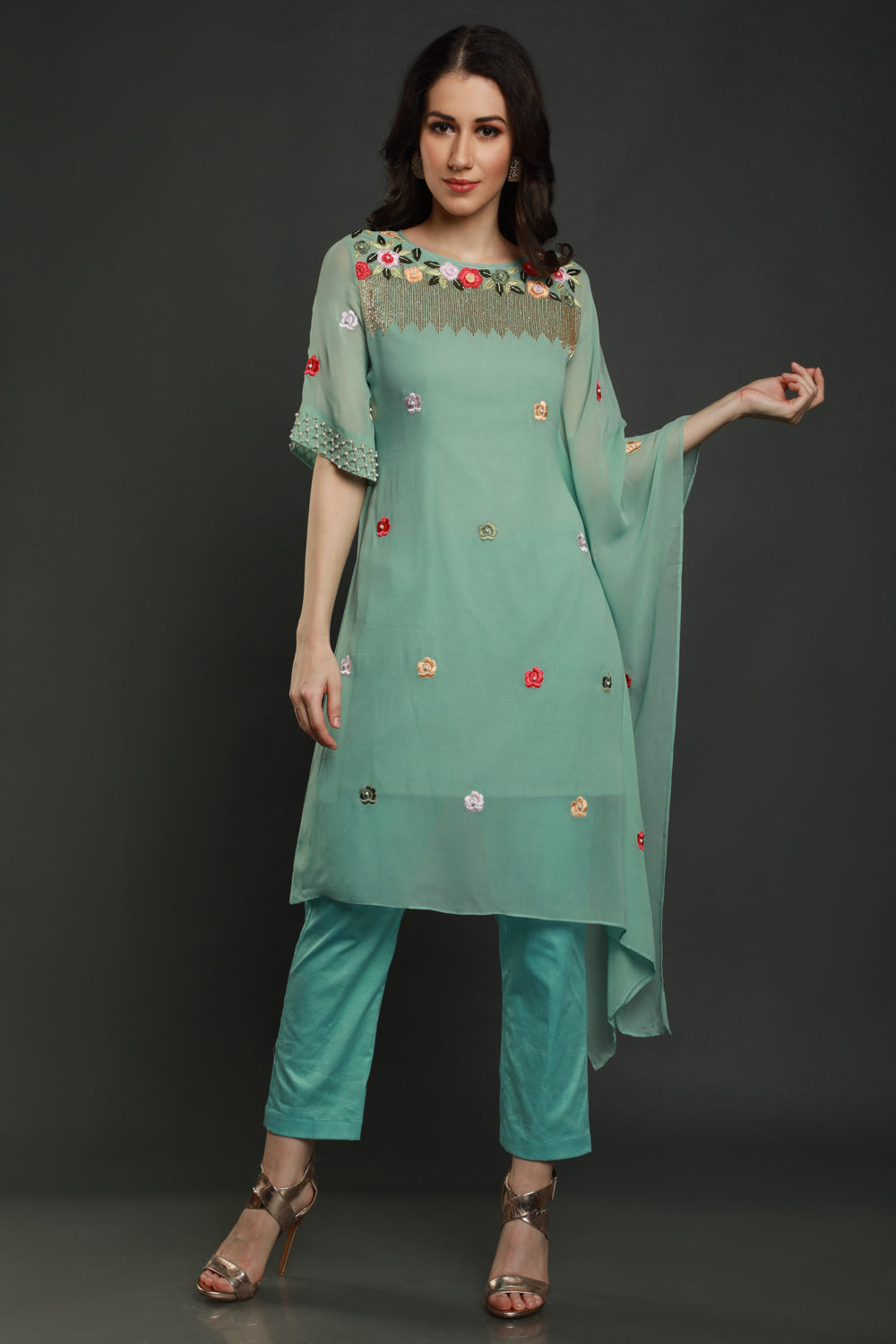 Nysa Kaftan With Pants - Auraya Fashion - Sejal Kamdar - #tag1# - #tag2# - #tag3# - #tag3#