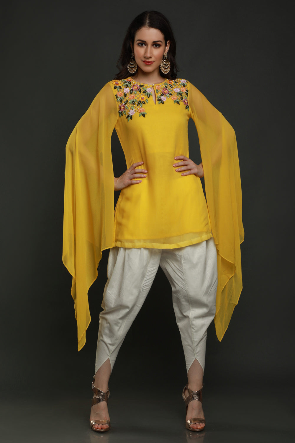 Amarillo Short Kurta With Dhoti - Auraya Fashion - Sejal Kamdar - #tag1# - #tag2# - #tag3# - #tag3#