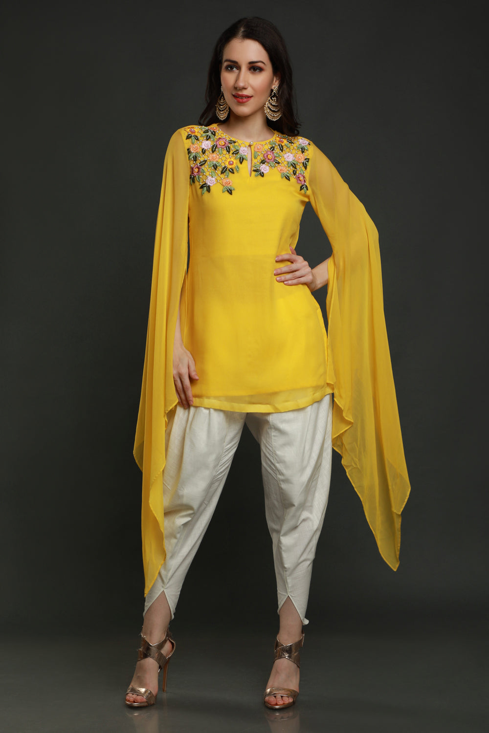 Amarillo Short Kurta With Dhoti - Auraya Fashion -  - #tag1# - #tag2# - #tag3# - #tag3#