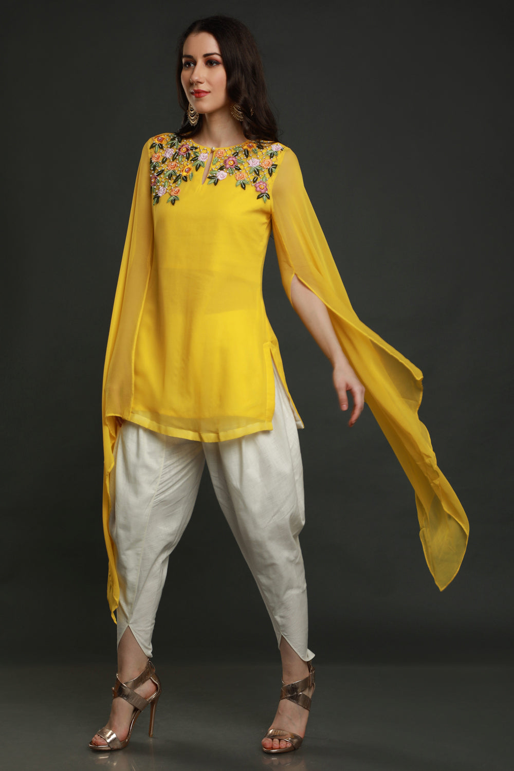 Amarillo Short Kurta With Dhoti - Auraya Fashion -  - #tag1# - #tag2# - #tag3# - #tag3#