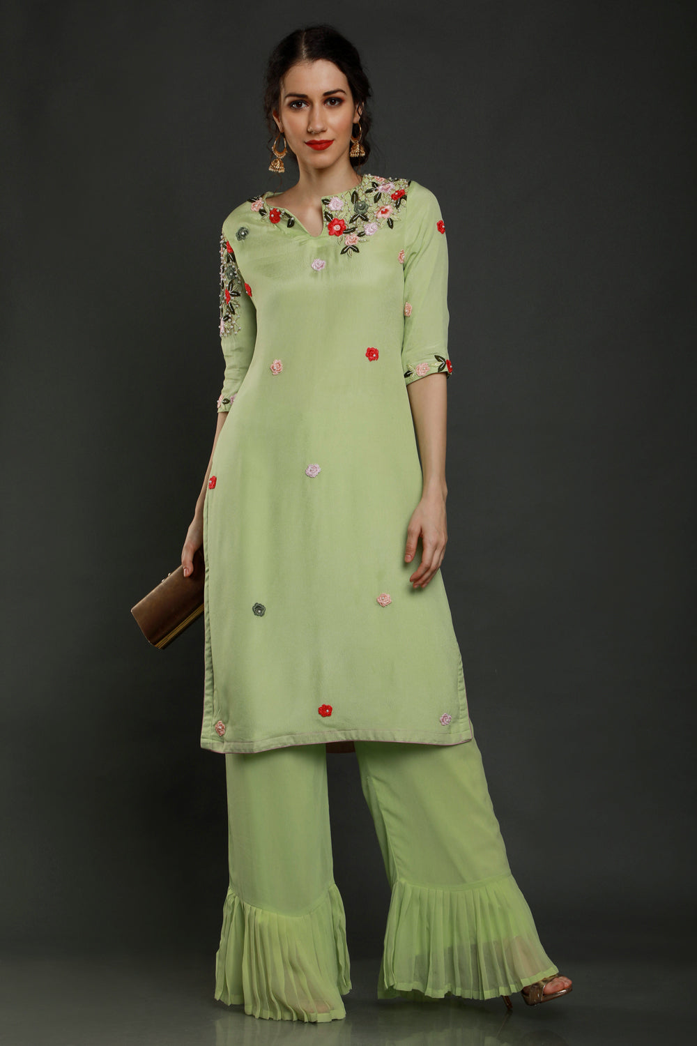 Dhara Kurta With Pleated Plazzo - Auraya Fashion -  - #tag1# - #tag2# - #tag3# - #tag3#