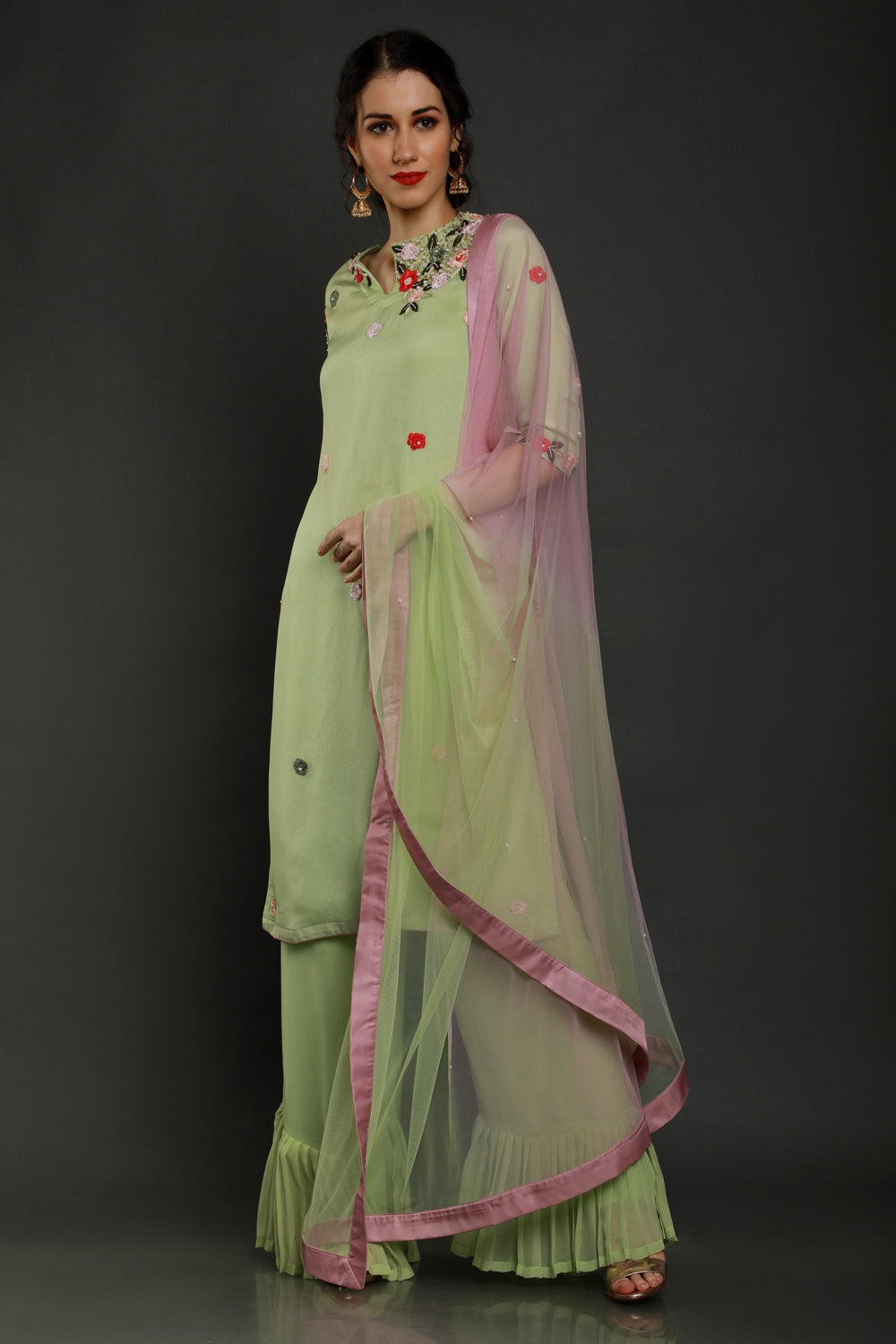 Dhara Kurta With Pleated Plazzo - Auraya Fashion - Sejal Kamdar - #tag1# - #tag2# - #tag3# - #tag3#