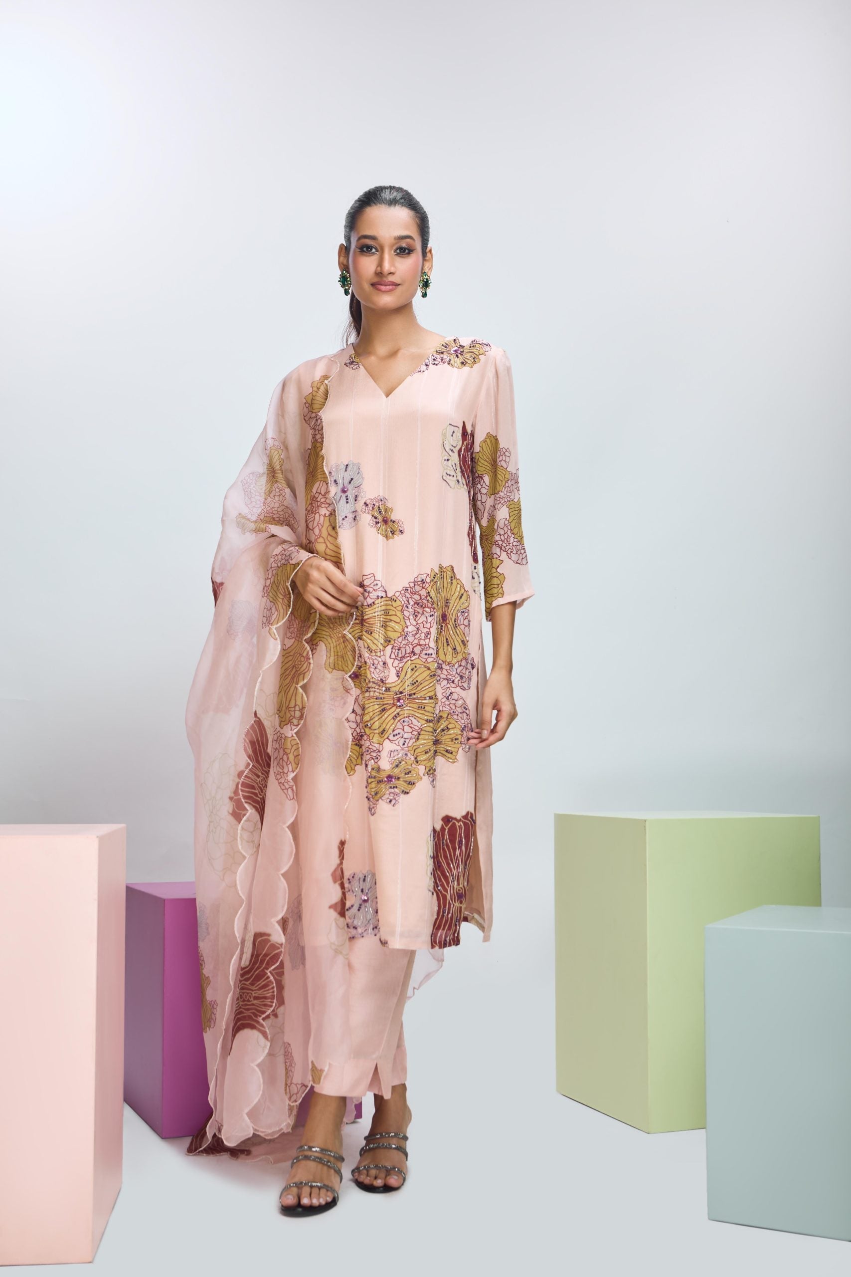 Printed Kurta with Highlights set