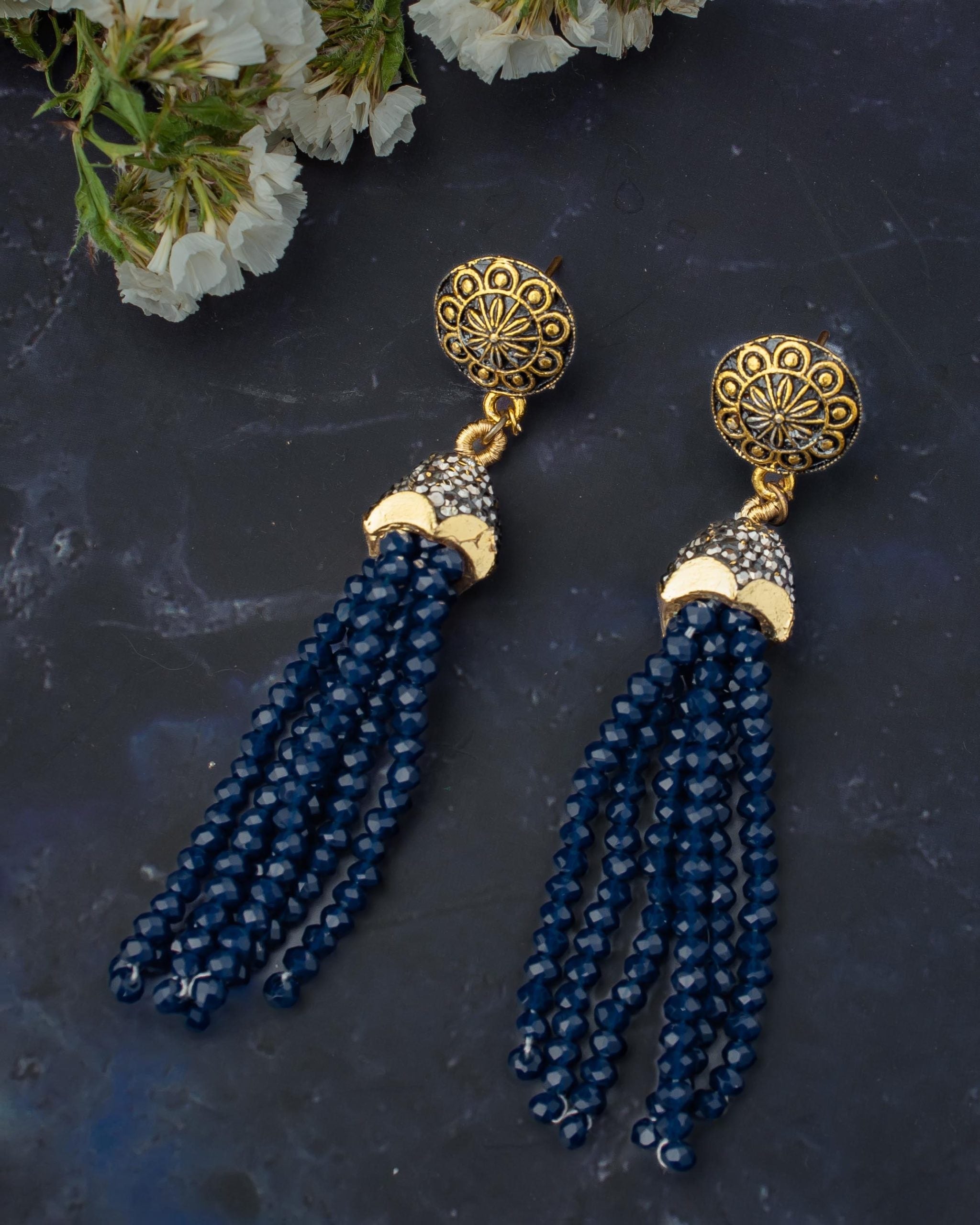 vivinia BY VIDHI MEHRA Florence Gold Plated BlueWomens Beaded Pair of Earrings (Freesize)