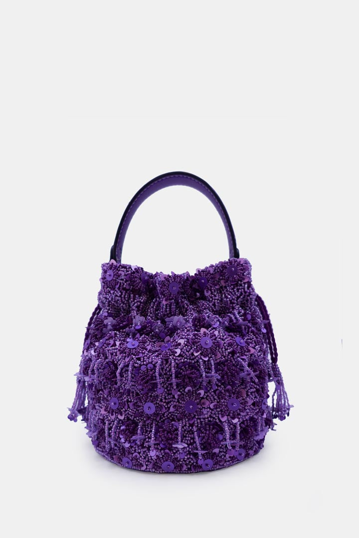 Hand Embroidered  Purple Potli bag With Drawstring