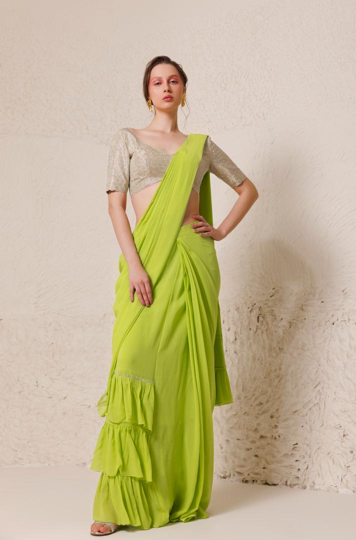 Chartreuse Saree