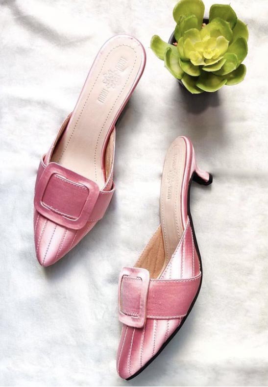 Audrey Kitten Heel, Metallic Pink