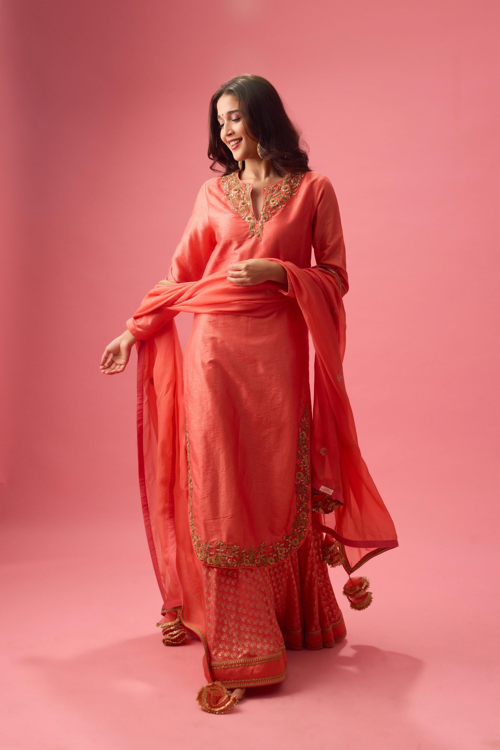 APPLE CUT KURTA WITH DOUBLE LAYER ORGANZA PAIRED WITH DUPATTA