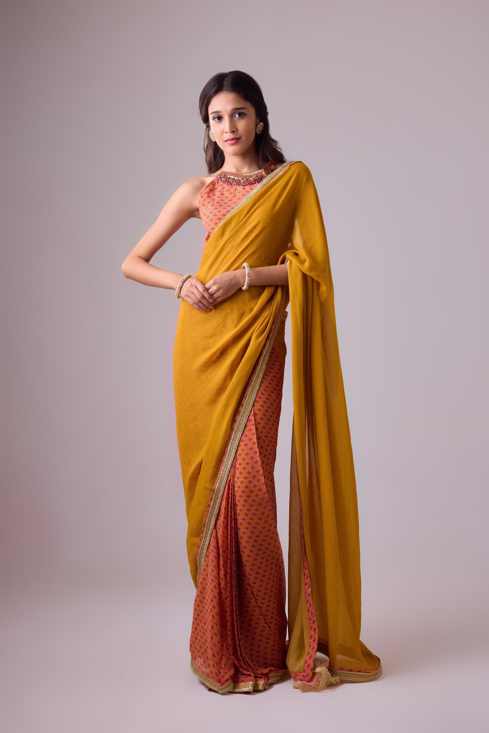 GEORGETTE SAREE WITH CREPE BLOUSE