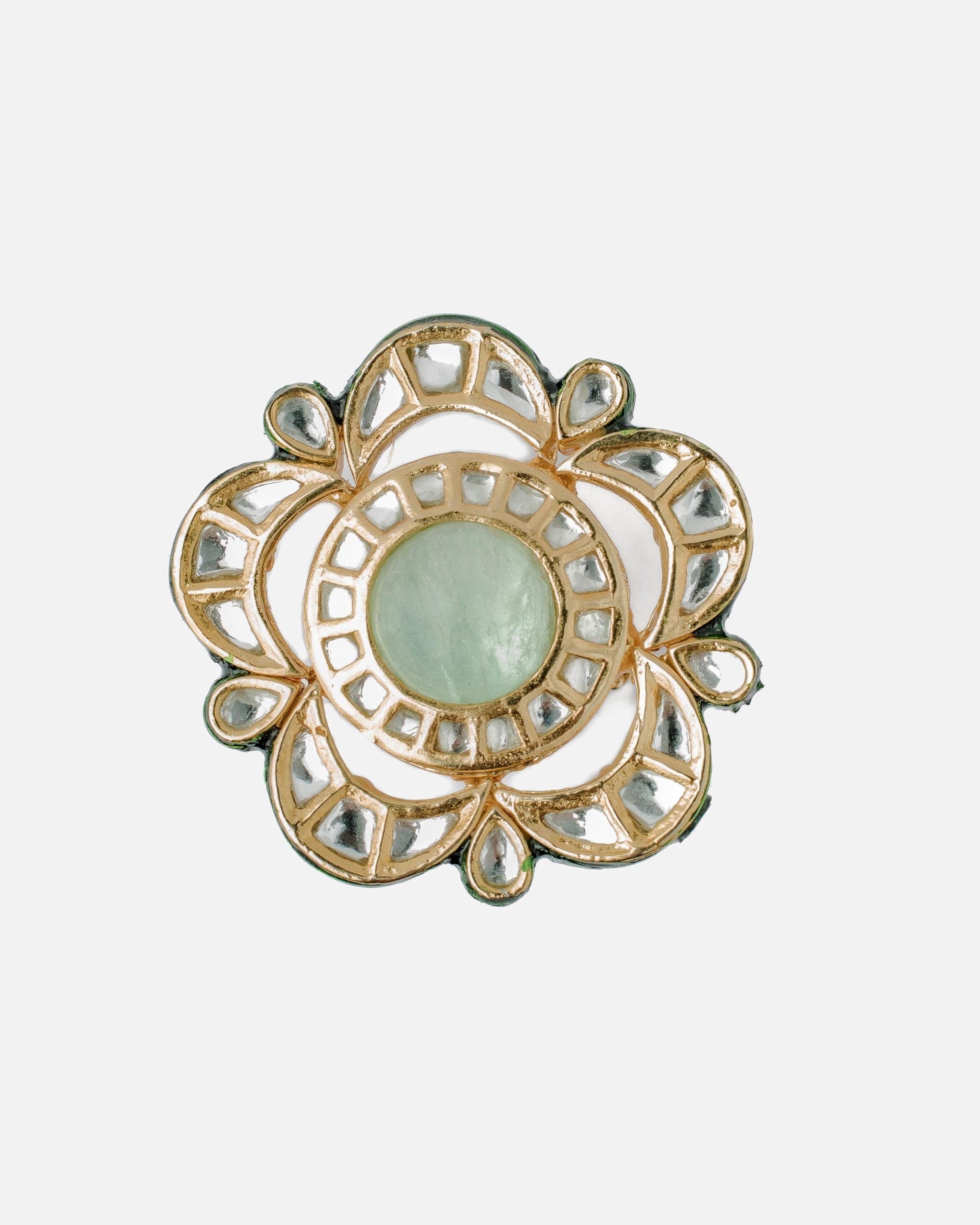 vivinia BY VIDHI MEHRA Saadgi Green Green Womens Kundan, Polki Ring