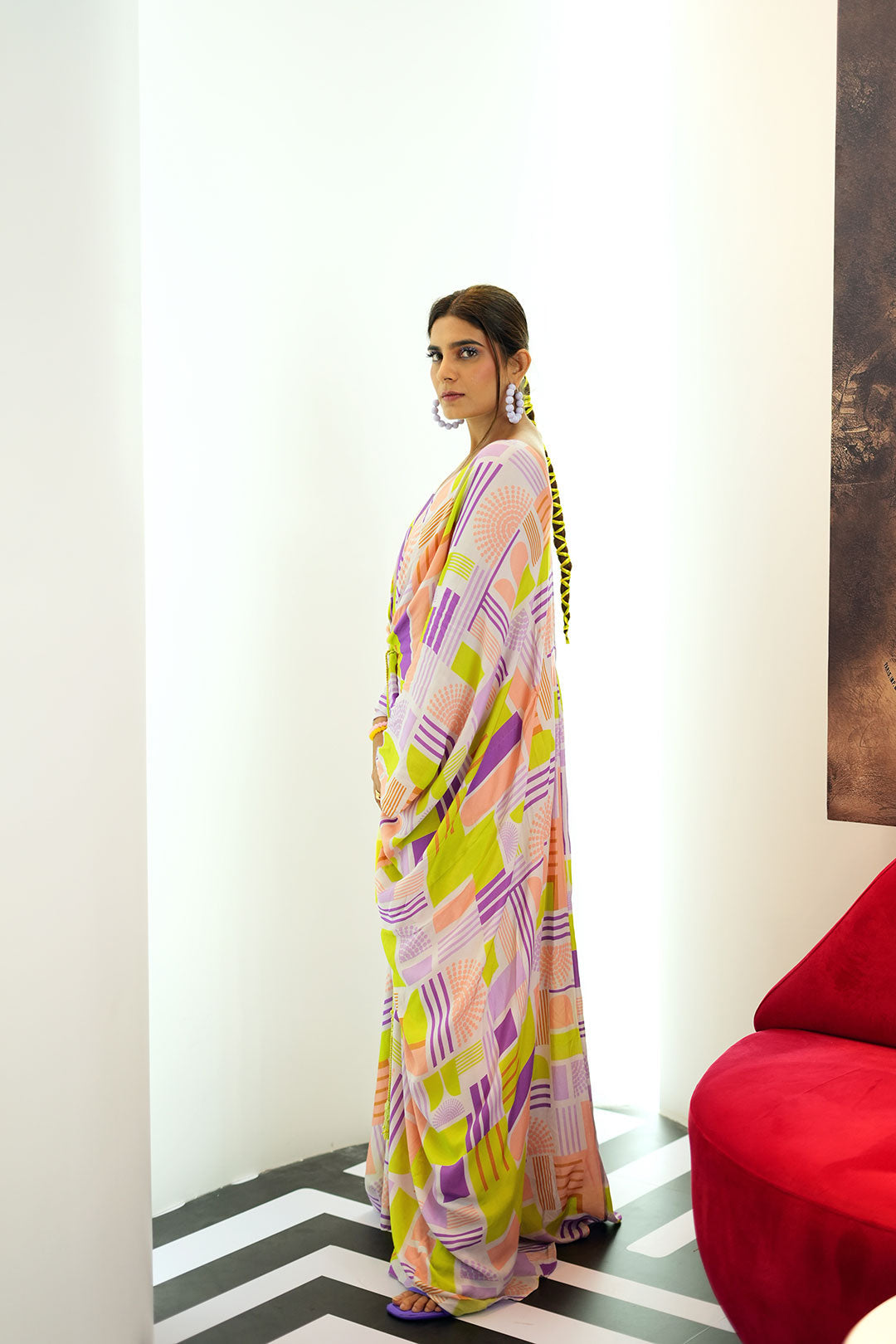 Printed Draped Kaftan