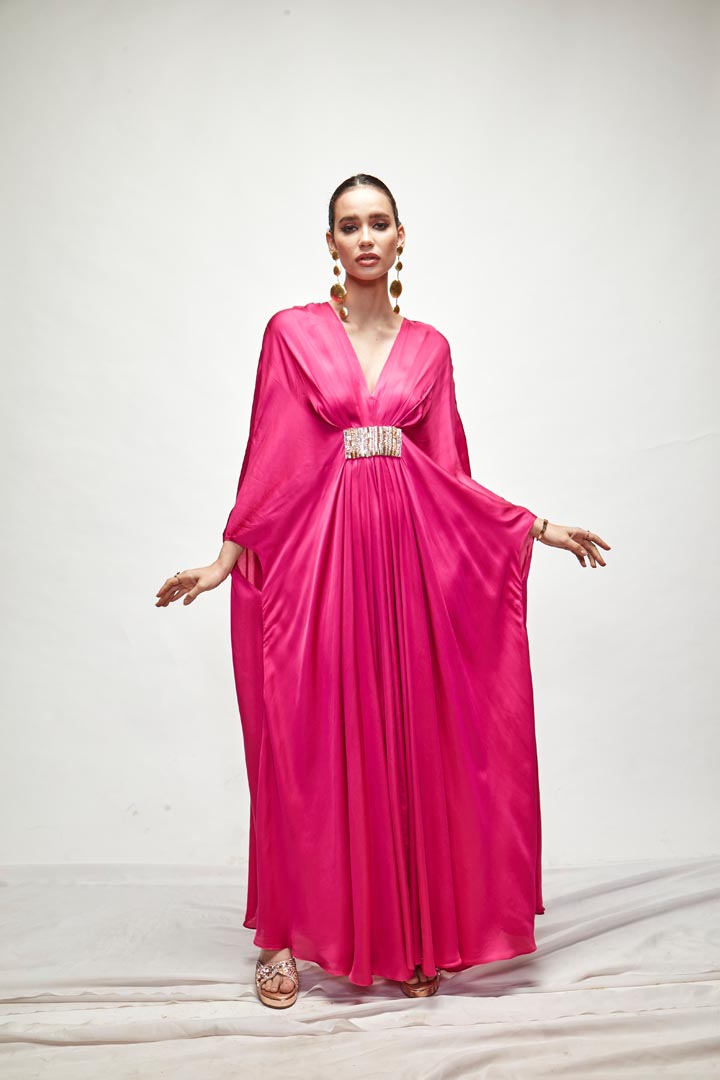 Fuschia Silk kaftaan