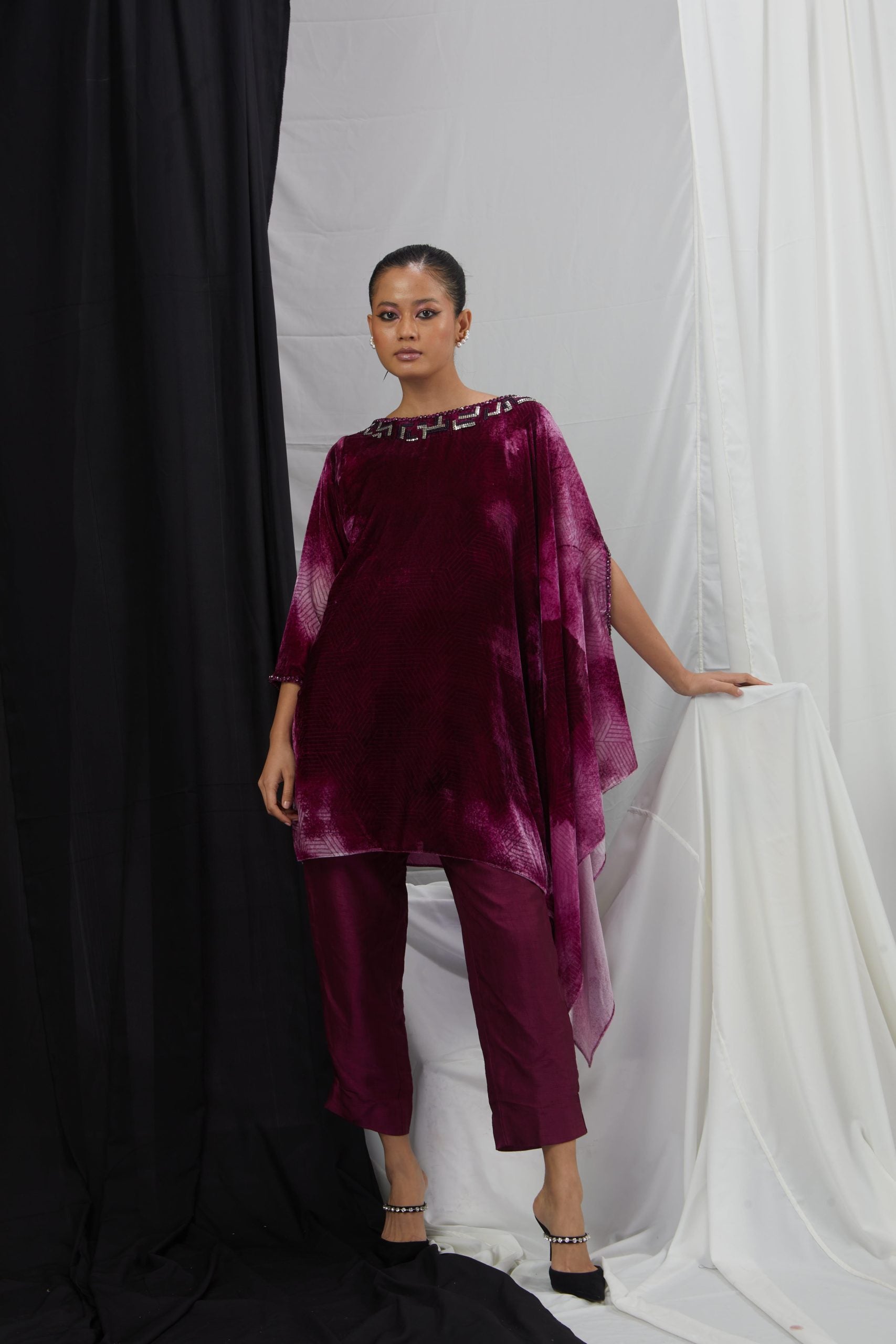 Asymmetrical Kaftan Top with Pants